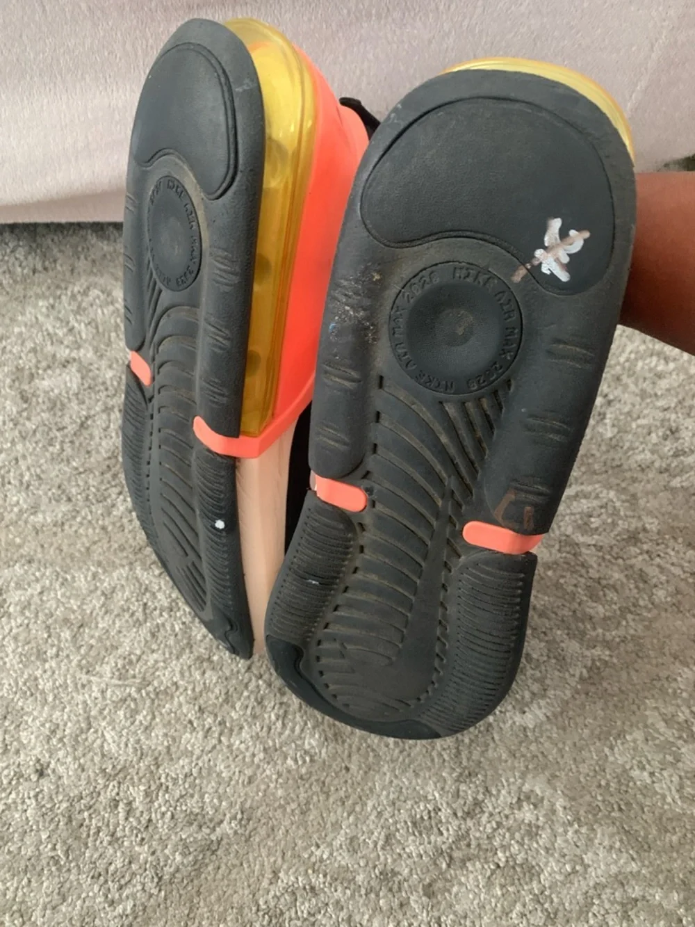 Nike Black Sneakers with Coral Heel and Yellow Eyelets